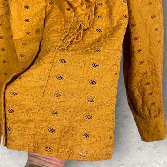 Sezane Bobby Blouse Saffron Yellow Gold Womens Size 34 French US 2 Top Bohemian - Picture 10 of 15